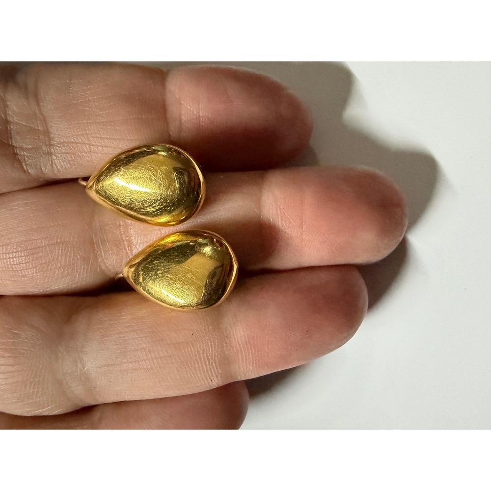 Vintage Napier Gold Tone Puffy Teardrop Leverback Earrings Minimalist Jewelry